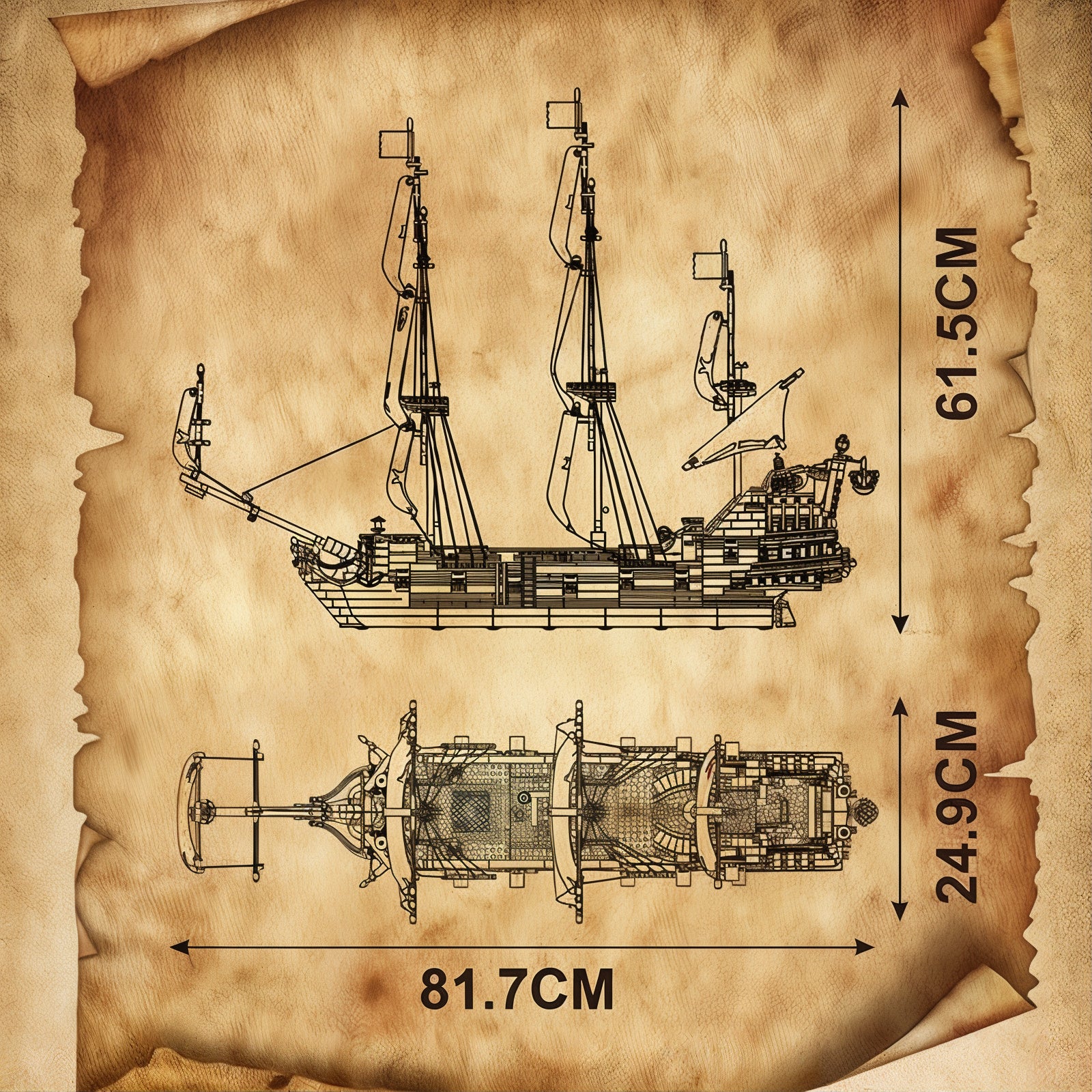 Bateau pirates des caraïbes - Voile rouge