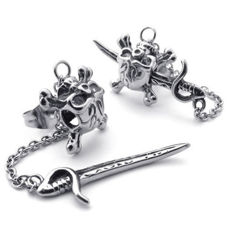 boucle d'oreille pendante tete de mort